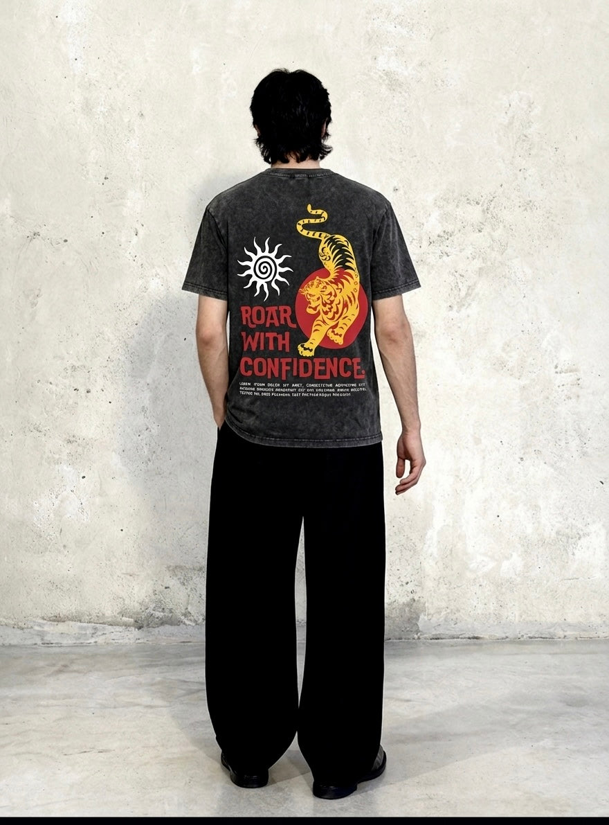 “Roar With Confidence” Acid Wash T-Shirt
