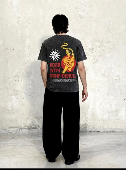 “Roar With Confidence” Acid Wash T-Shirt