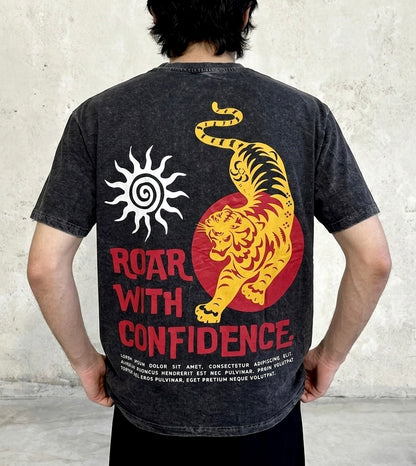 “Roar With Confidence” Acid Wash T-Shirt