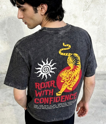 “Roar With Confidence” Acid Wash T-Shirt