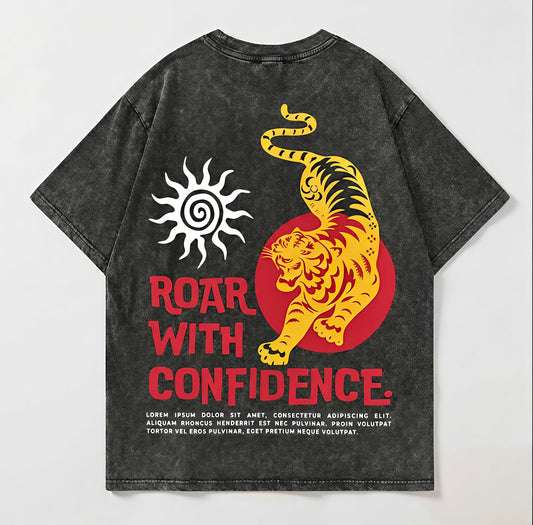 “Roar With Confidence” Acid Wash T-Shirt