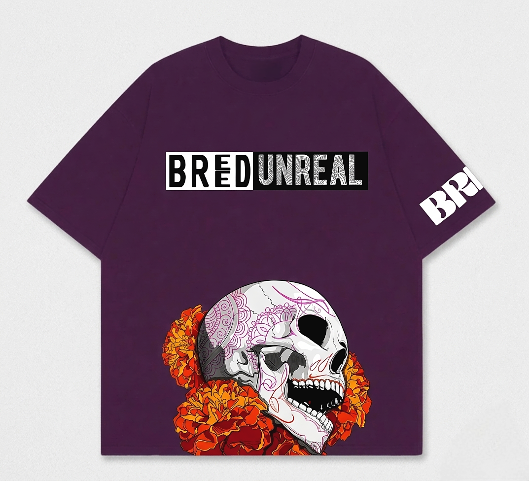 The Purple Skull N Flowers Oversize T-Shirt