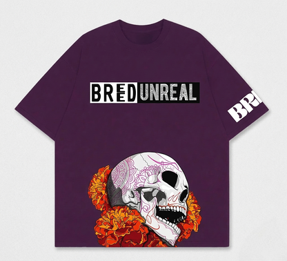 The Purple Skull N Flowers Oversize T-Shirt